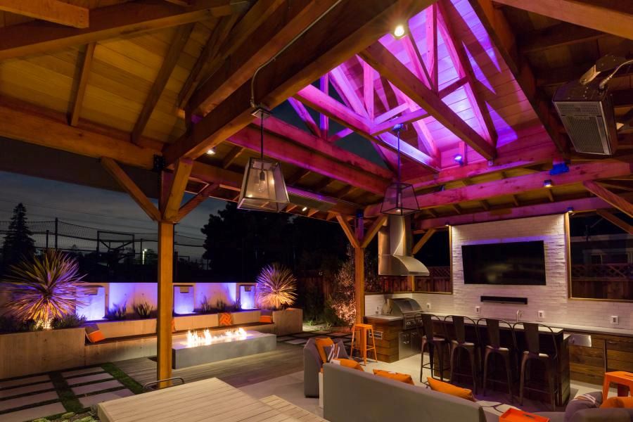 Advanced color changing outdoor lighting system in Naples, Florida.