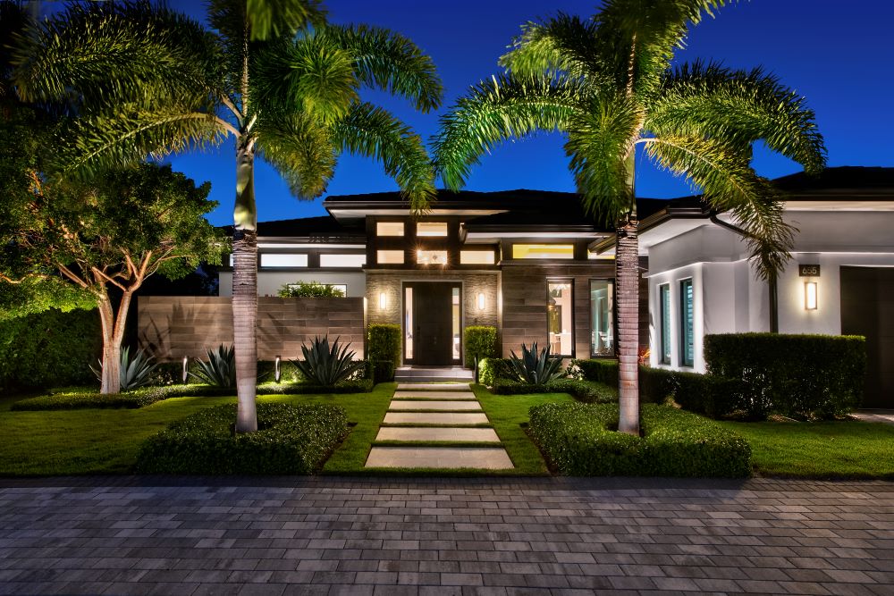 Modern landscape and garden lighting project in Southwest, Florida.