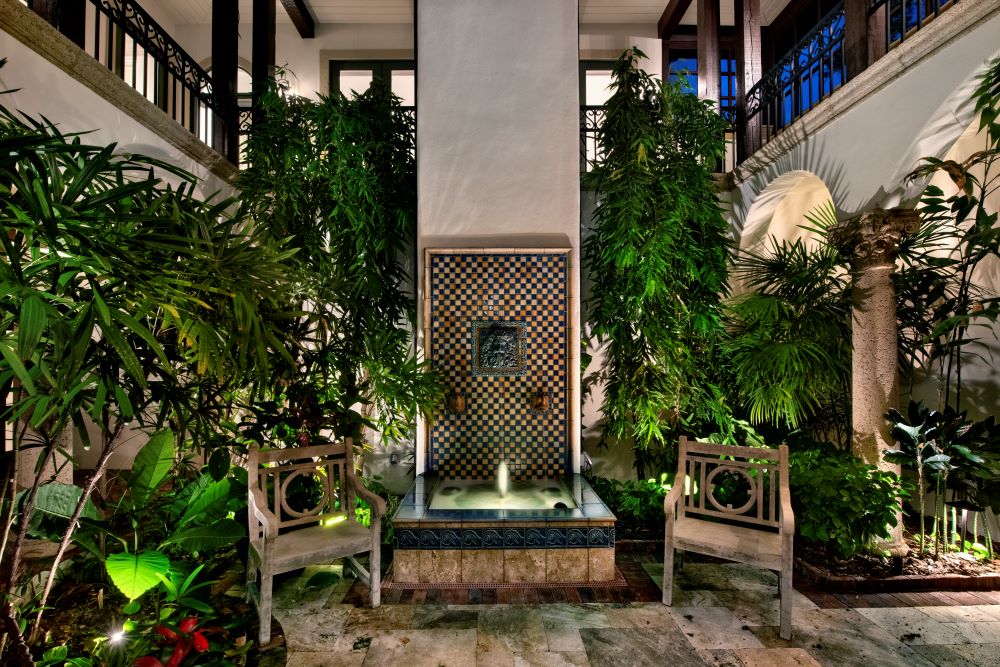 Aquatic lighting in Port Royal estate home.