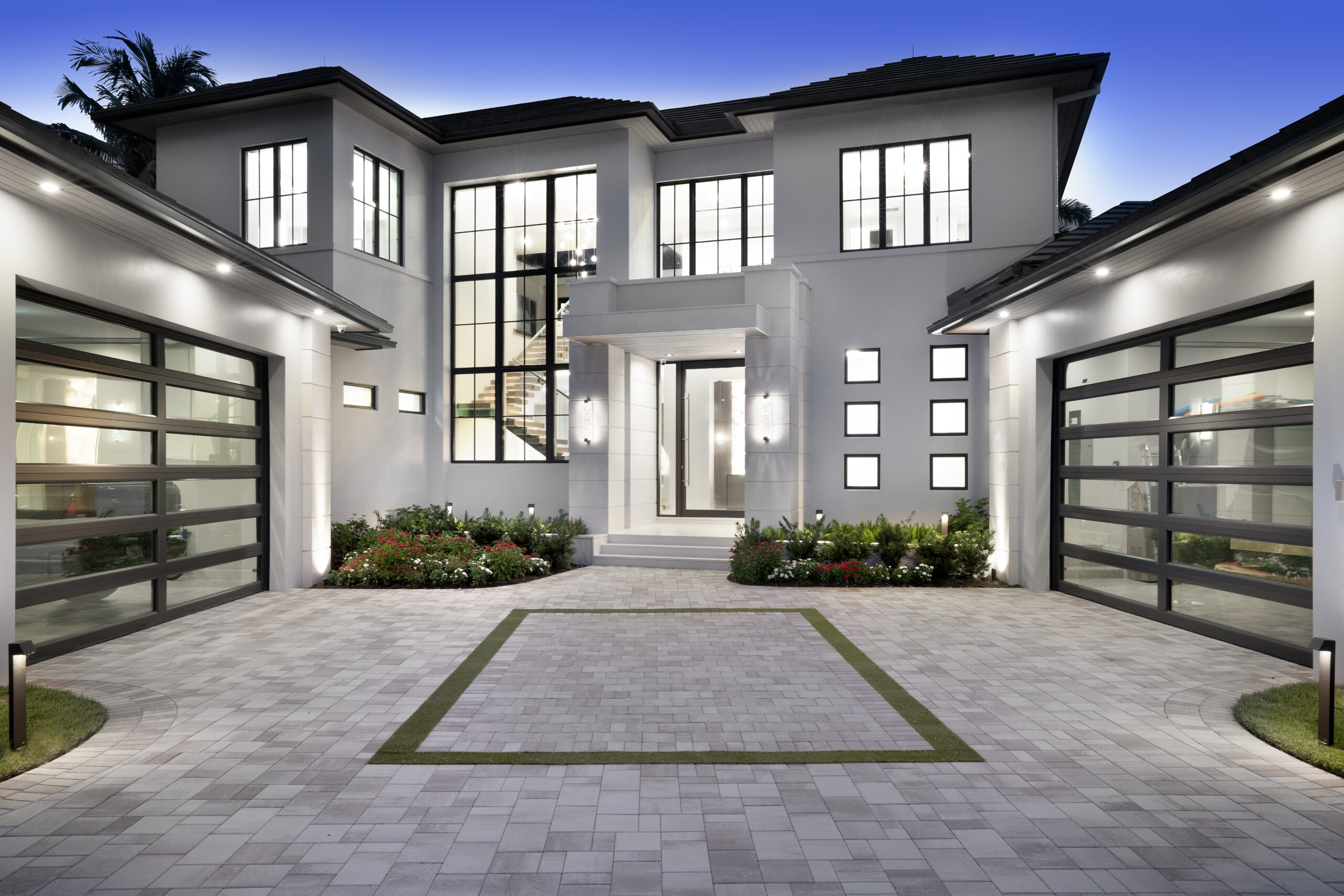 Royal Harbor Landscape Lighting Front Elevation